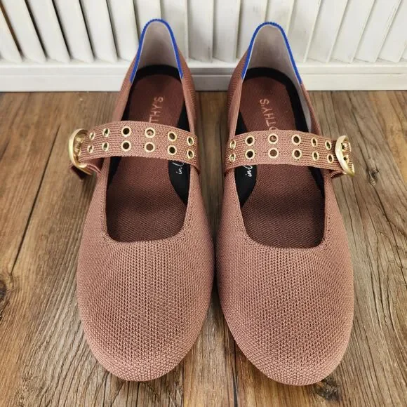 Rothy's The Ballet Mary Jane Flats Womens Size 9 Hazel Gold Buckle Comfort Shoes - Picture 8 of 9